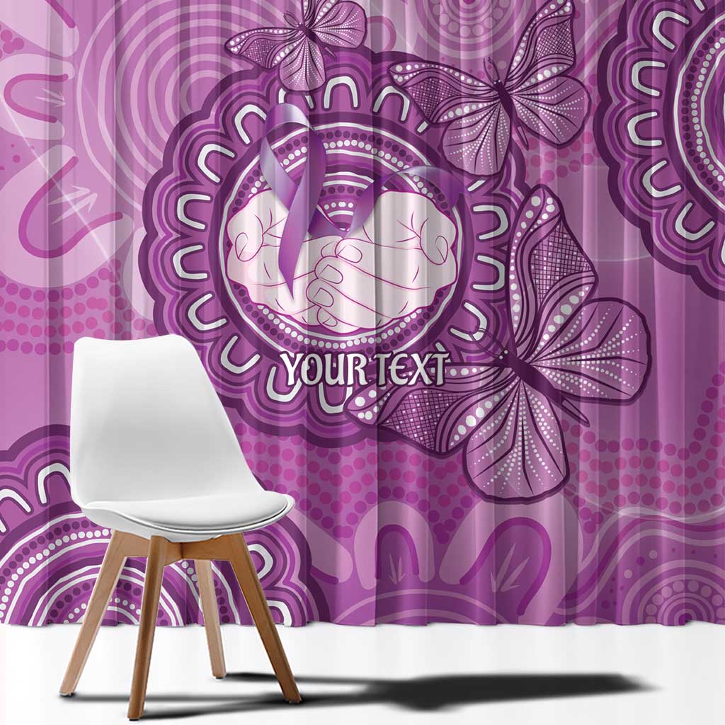Australia Lupus Awareness Month Personalised Window Curtain Warrior Purple Ribbon Butterflies Indigenous Art