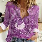 Australia Lupus Awareness Month Personalised Women Casual Shirt Warrior Purple Ribbon Butterflies Indigenous Art