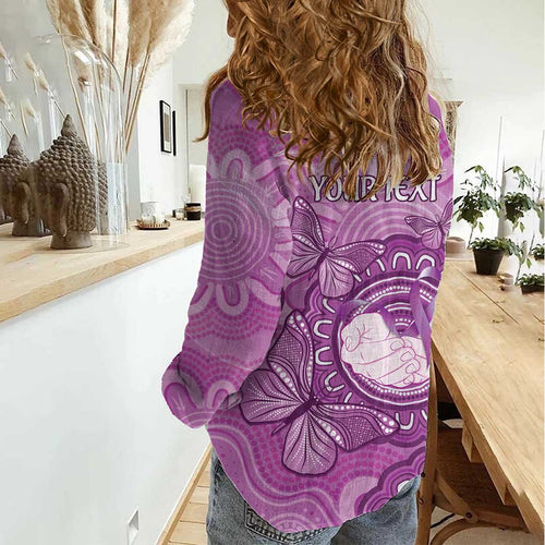 Australia Lupus Awareness Month Personalised Women Casual Shirt Warrior Purple Ribbon Butterflies Indigenous Art