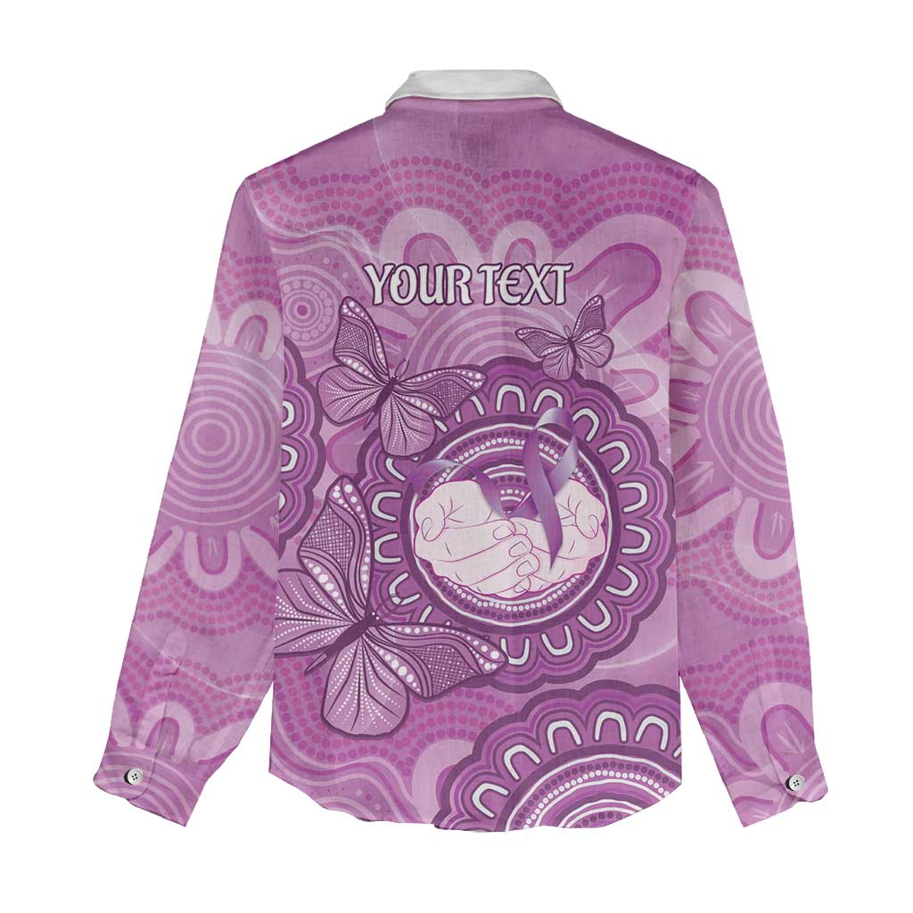 Australia Lupus Awareness Month Personalised Women Casual Shirt Warrior Purple Ribbon Butterflies Indigenous Art