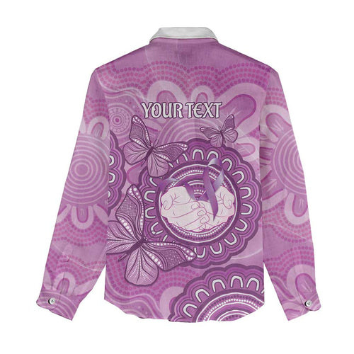 Australia Lupus Awareness Month Personalised Women Casual Shirt Warrior Purple Ribbon Butterflies Indigenous Art