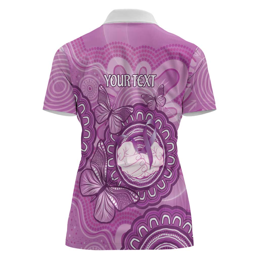 Australia Lupus Awareness Month Personalised Women Polo Shirt Warrior Purple Ribbon Butterflies Indigenous Art