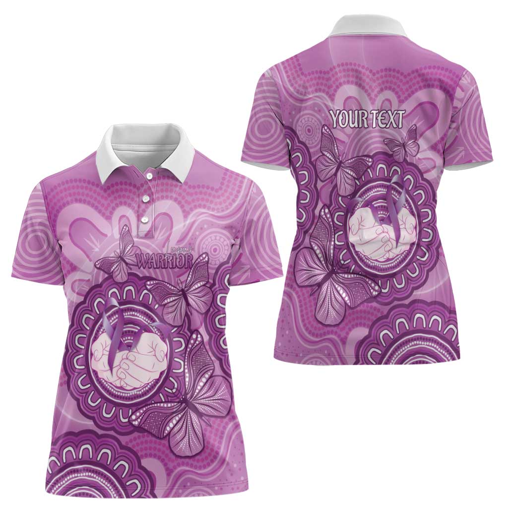 Australia Lupus Awareness Month Personalised Women Polo Shirt Warrior Purple Ribbon Butterflies Indigenous Art