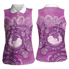 Australia Lupus Awareness Month Personalised Women Sleeveless Polo Shirt Warrior Purple Ribbon Butterflies Indigenous Art