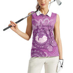 Australia Lupus Awareness Month Personalised Women Sleeveless Polo Shirt Warrior Purple Ribbon Butterflies Indigenous Art
