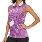 Australia Lupus Awareness Month Personalised Women Sleeveless Polo Shirt Warrior Purple Ribbon Butterflies Indigenous Art
