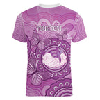 Australia Lupus Awareness Month Personalised Women V-Neck T-Shirt Warrior Purple Ribbon Butterflies Indigenous Art