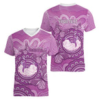 Australia Lupus Awareness Month Personalised Women V-Neck T-Shirt Warrior Purple Ribbon Butterflies Indigenous Art