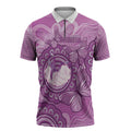 Australia Lupus Awareness Month Personalised Zipper Polo Shirt Warrior Purple Ribbon Butterflies Indigenous Art