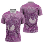 Australia Lupus Awareness Month Personalised Zipper Polo Shirt Warrior Purple Ribbon Butterflies Indigenous Art