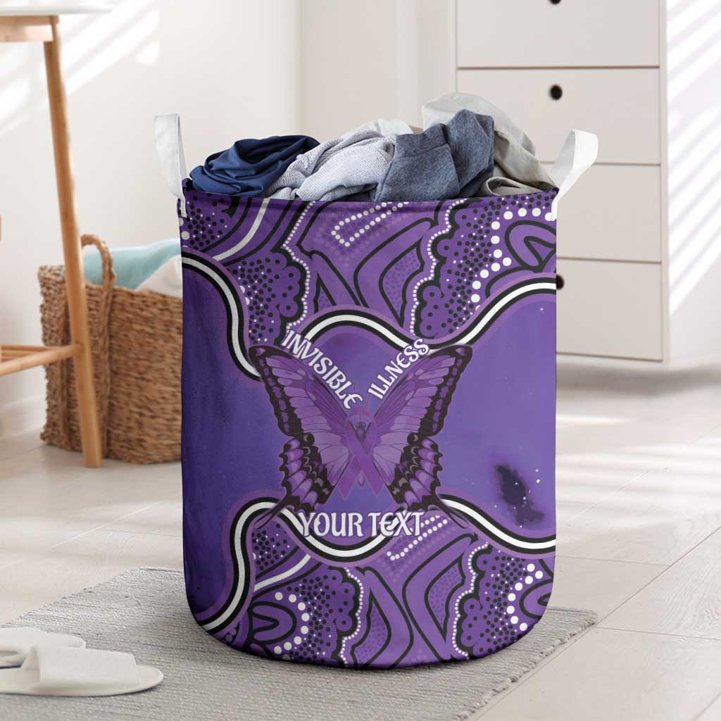 Australia Lupus Awareness Month Personalised Laundry Basket Butterfly Purple Ribbon Invisible Illness Indigenous Art