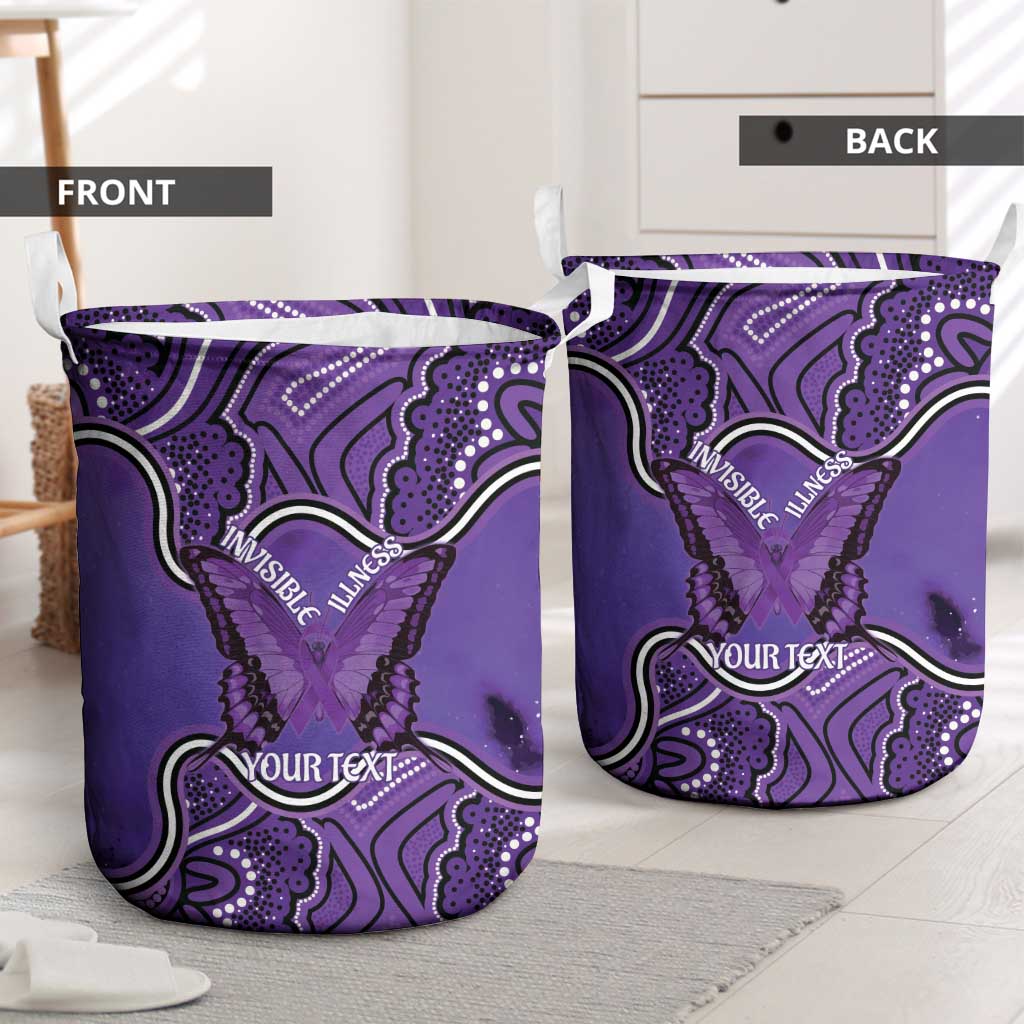 Australia Lupus Awareness Month Personalised Laundry Basket Butterfly Purple Ribbon Invisible Illness Indigenous Art
