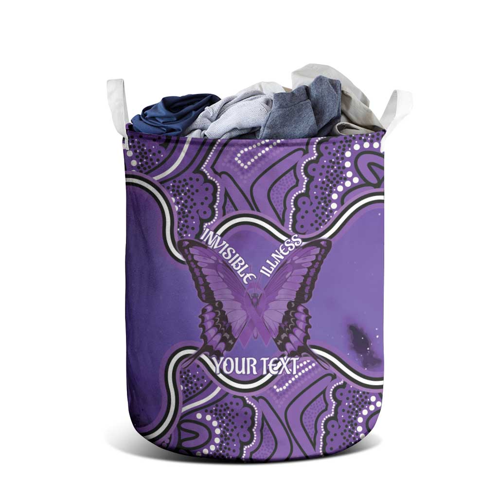 Australia Lupus Awareness Month Personalised Laundry Basket Butterfly Purple Ribbon Invisible Illness Indigenous Art