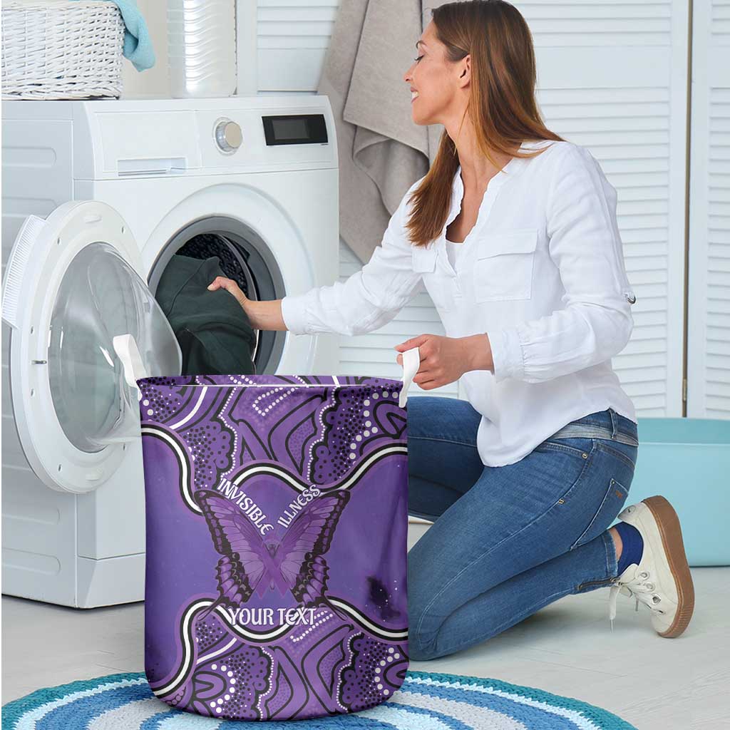 Australia Lupus Awareness Month Personalised Laundry Basket Butterfly Purple Ribbon Invisible Illness Indigenous Art