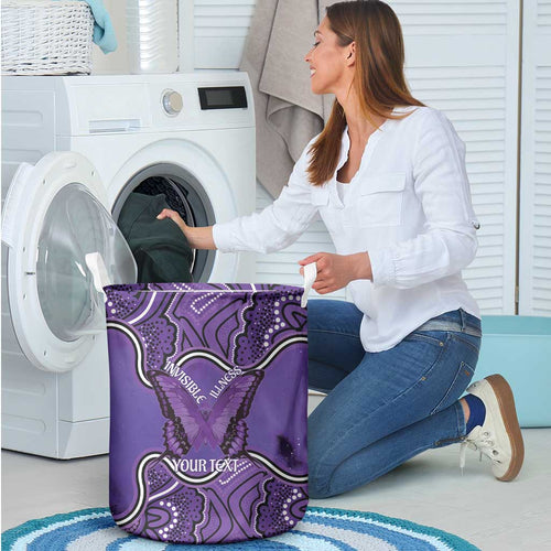Australia Lupus Awareness Month Personalised Laundry Basket Butterfly Purple Ribbon Invisible Illness Indigenous Art