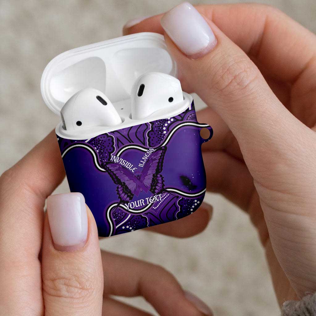 Australia Lupus Awareness Month Personalised AirPods Case Butterfly Purple Ribbon Invisible Illness Indigenous Art