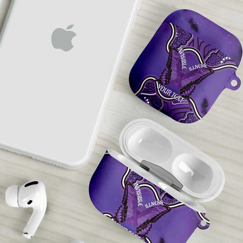 Australia Lupus Awareness Month Personalised AirPods Case Butterfly Purple Ribbon Invisible Illness Indigenous Art