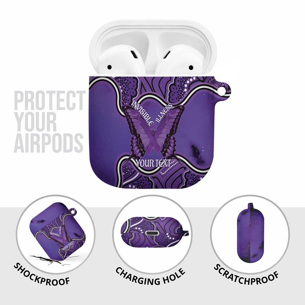 Australia Lupus Awareness Month Personalised AirPods Case Butterfly Purple Ribbon Invisible Illness Indigenous Art