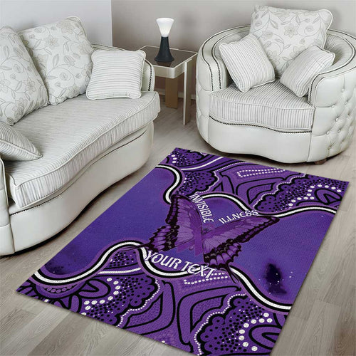 Australia Lupus Awareness Month Personalised Area Rug Butterfly Purple Ribbon Invisible Illness Indigenous Art