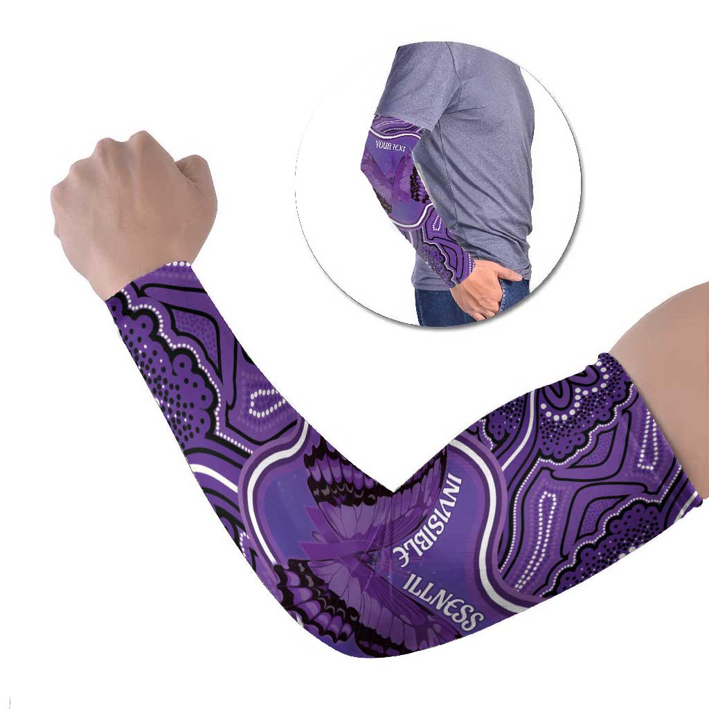 Australia Lupus Awareness Month Personalised Arm Sleeves Butterfly Purple Ribbon Invisible Illness Indigenous Art