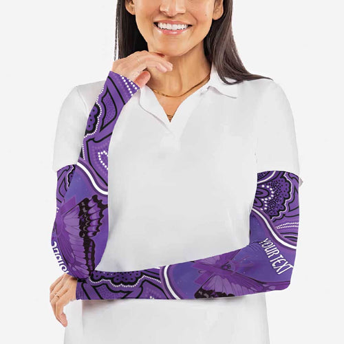 Australia Lupus Awareness Month Personalised Arm Sleeves Butterfly Purple Ribbon Invisible Illness Indigenous Art
