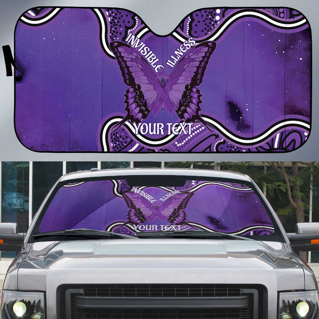 Australia Lupus Awareness Month Personalised Auto Sun Shade Butterfly Purple Ribbon Invisible Illness Indigenous Art