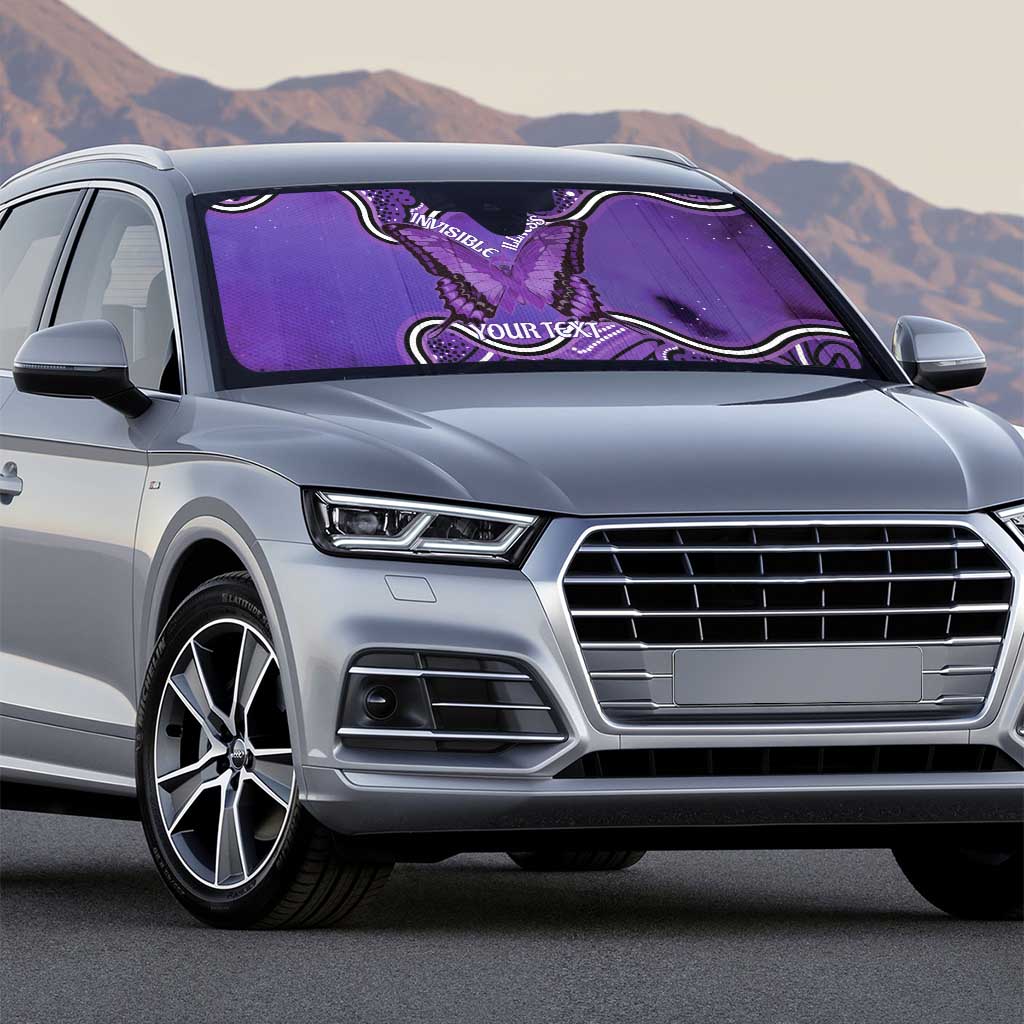 Australia Lupus Awareness Month Personalised Auto Sun Shade Butterfly Purple Ribbon Invisible Illness Indigenous Art