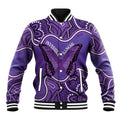 Australia Lupus Awareness Month Personalised Baseball Jacket Butterfly Purple Ribbon Invisible Illness Indigenous Art