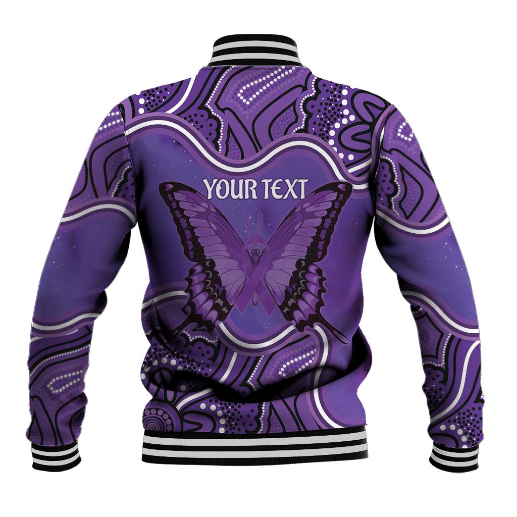 Australia Lupus Awareness Month Personalised Baseball Jacket Butterfly Purple Ribbon Invisible Illness Indigenous Art