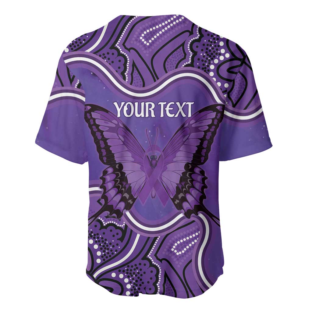 Australia Lupus Awareness Month Personalised Baseball Jersey Butterfly Purple Ribbon Invisible Illness Indigenous Art