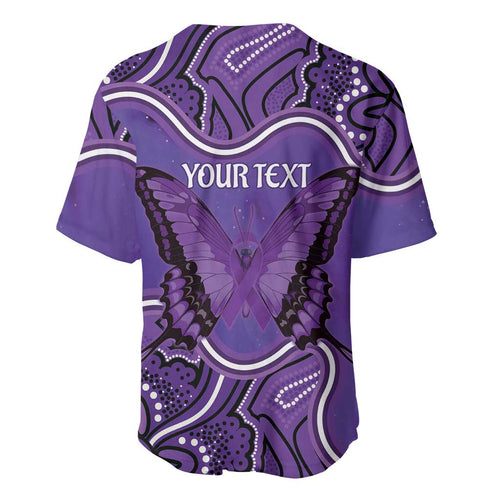 Australia Lupus Awareness Month Personalised Baseball Jersey Butterfly Purple Ribbon Invisible Illness Indigenous Art