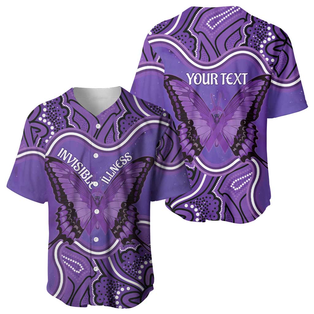 Australia Lupus Awareness Month Personalised Baseball Jersey Butterfly Purple Ribbon Invisible Illness Indigenous Art
