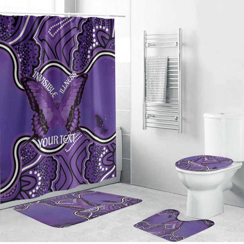 Australia Lupus Awareness Month Personalised Bathroom Set Butterfly Purple Ribbon Invisible Illness Indigenous Art