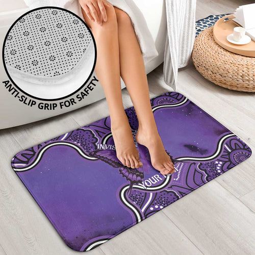 Australia Lupus Awareness Month Personalised Bathroom Set Butterfly Purple Ribbon Invisible Illness Indigenous Art