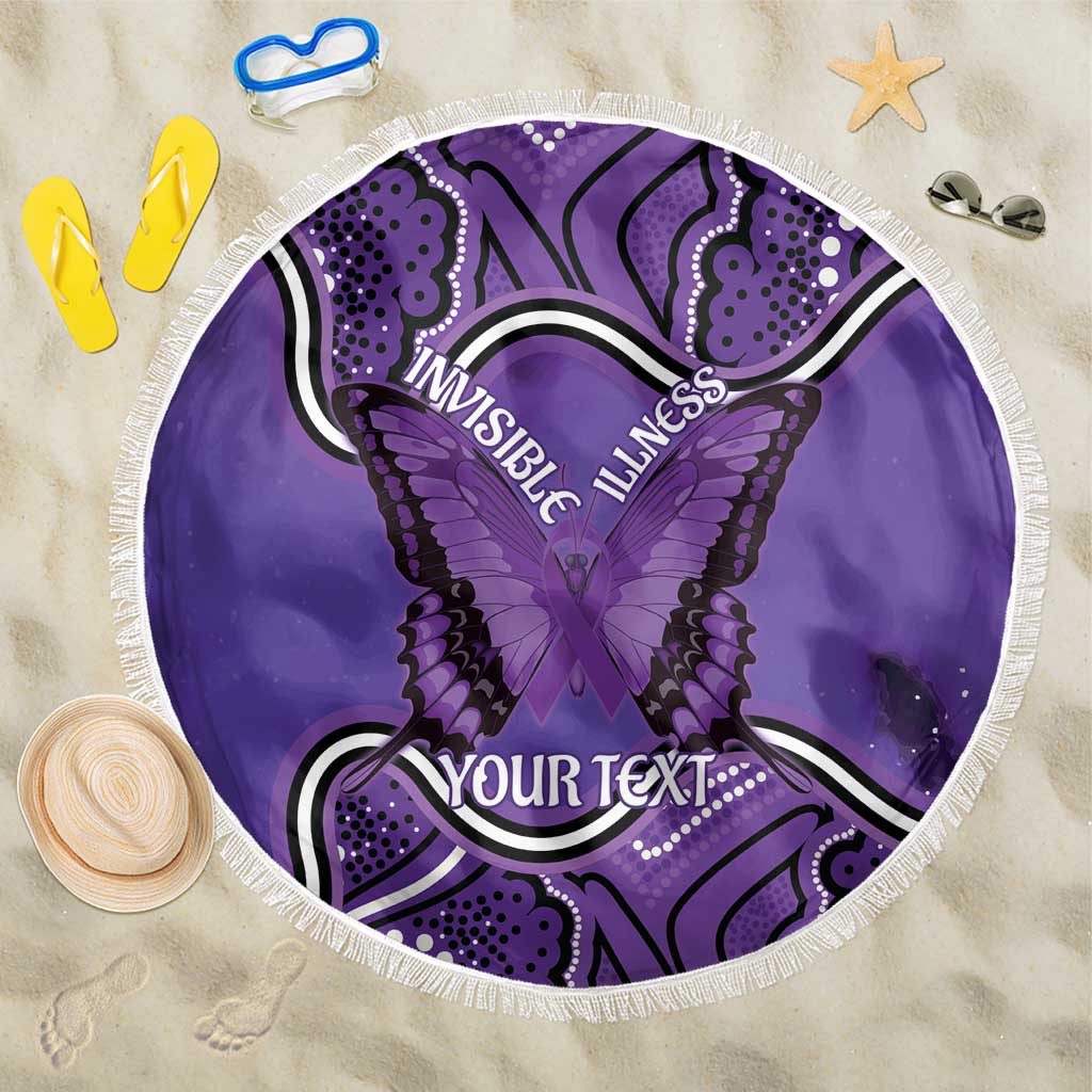 Australia Lupus Awareness Month Personalised Beach Blanket Butterfly Purple Ribbon Invisible Illness Indigenous Art