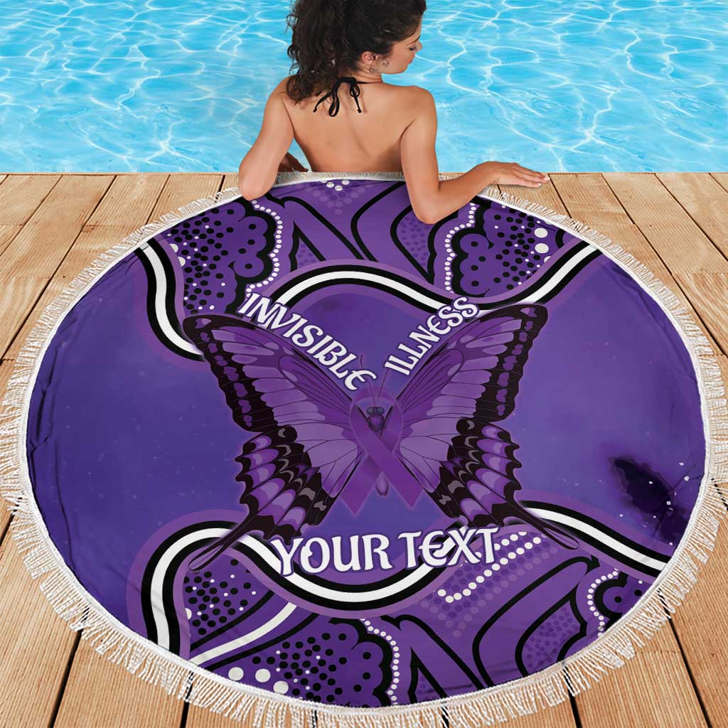 Australia Lupus Awareness Month Personalised Beach Blanket Butterfly Purple Ribbon Invisible Illness Indigenous Art