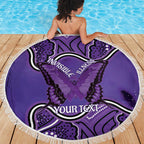 Australia Lupus Awareness Month Personalised Beach Blanket Butterfly Purple Ribbon Invisible Illness Indigenous Art