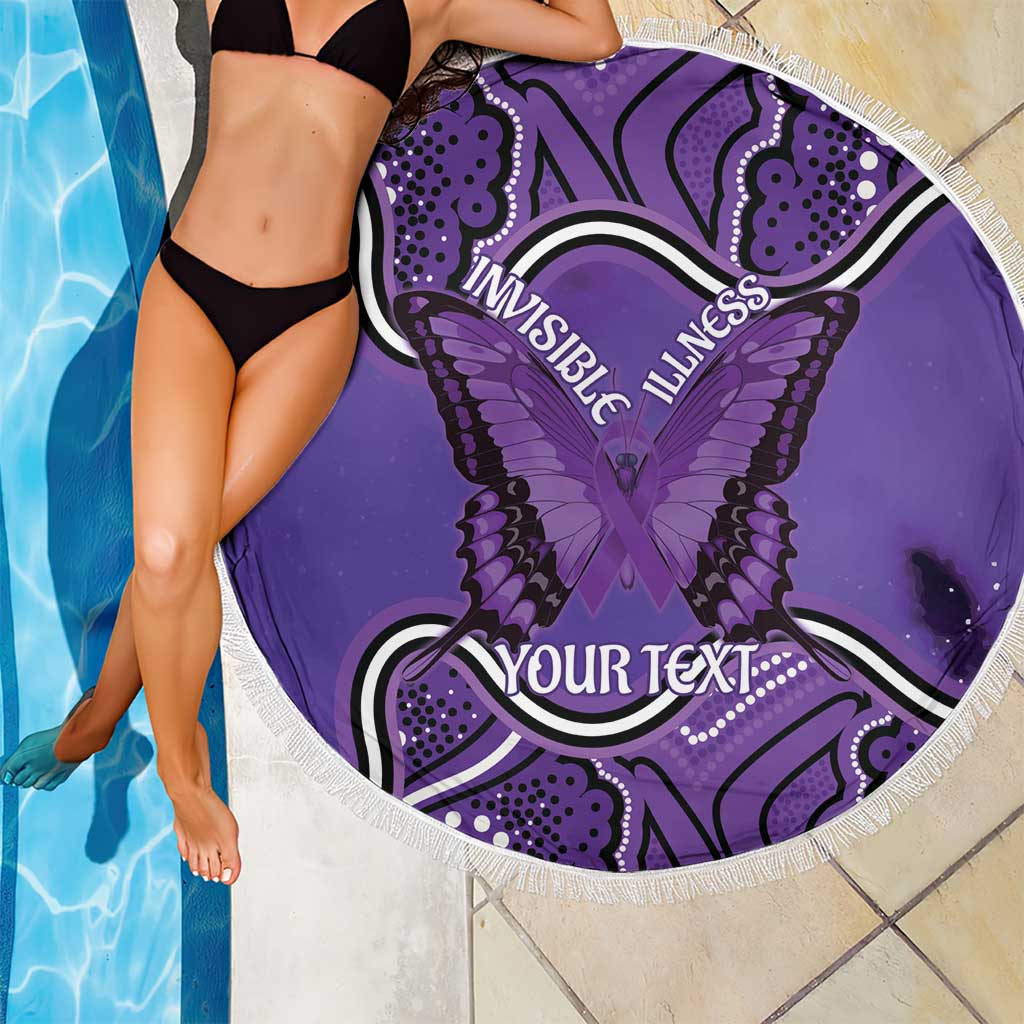 Australia Lupus Awareness Month Personalised Beach Blanket Butterfly Purple Ribbon Invisible Illness Indigenous Art