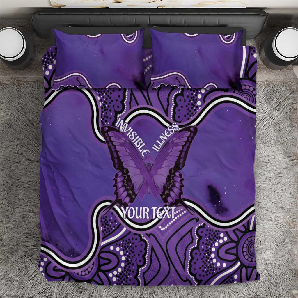 Australia Lupus Awareness Month Personalised Bedding Set Butterfly Purple Ribbon Invisible Illness Indigenous Art