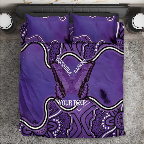 Australia Lupus Awareness Month Personalised Bedding Set Butterfly Purple Ribbon Invisible Illness Indigenous Art