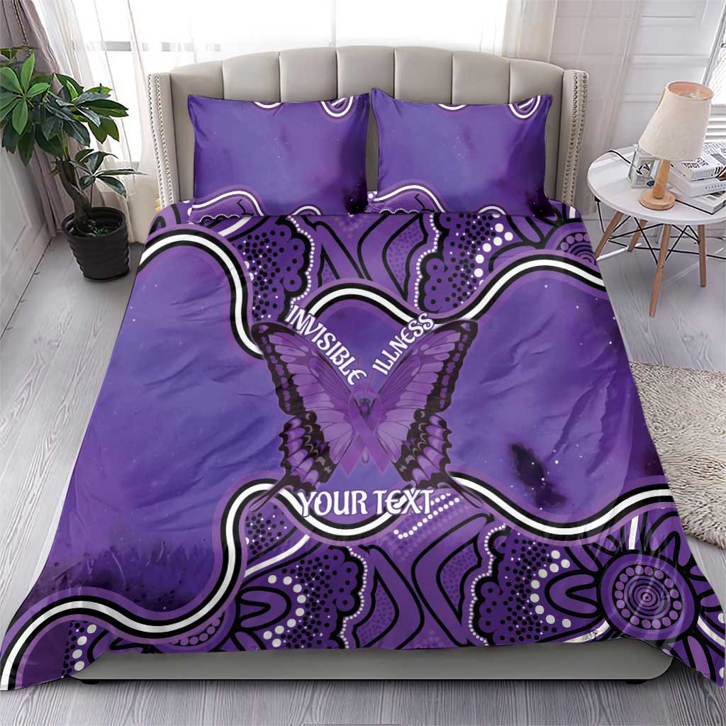 Australia Lupus Awareness Month Personalised Bedding Set Butterfly Purple Ribbon Invisible Illness Indigenous Art