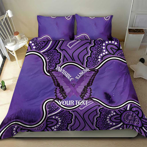 Australia Lupus Awareness Month Personalised Bedding Set Butterfly Purple Ribbon Invisible Illness Indigenous Art