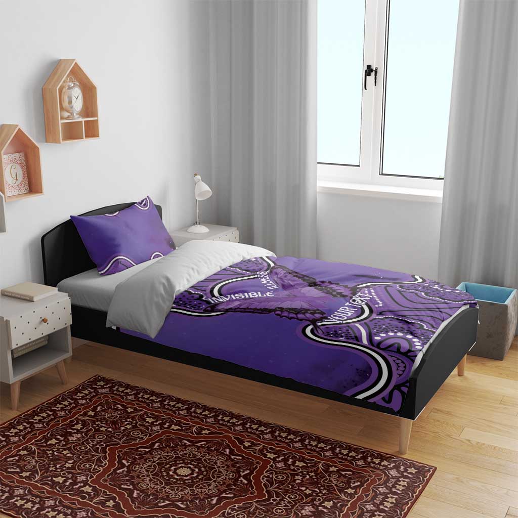 Australia Lupus Awareness Month Personalised Bedding Set Butterfly Purple Ribbon Invisible Illness Indigenous Art