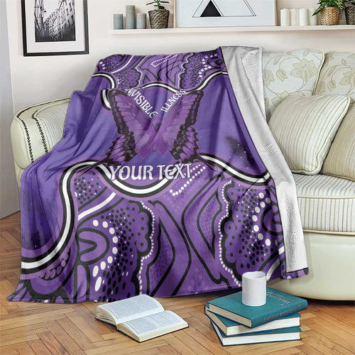 Australia Lupus Awareness Month Personalised Blanket Butterfly Purple Ribbon Invisible Illness Indigenous Art
