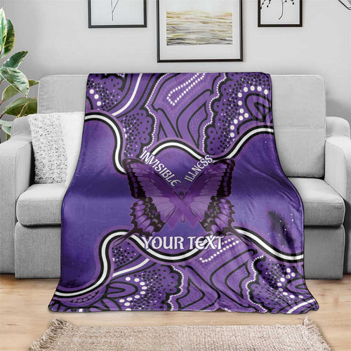 Australia Lupus Awareness Month Personalised Blanket Butterfly Purple Ribbon Invisible Illness Indigenous Art