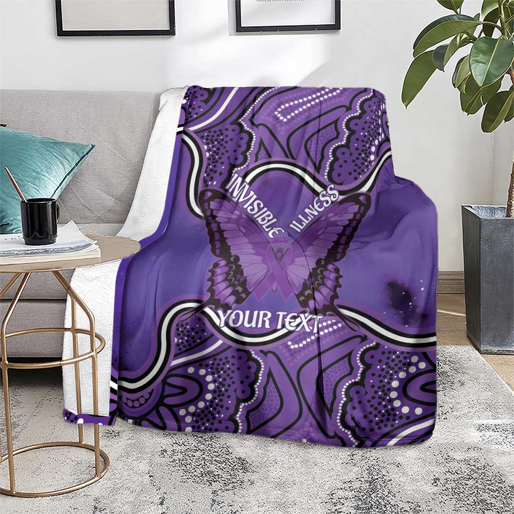 Australia Lupus Awareness Month Personalised Blanket Butterfly Purple Ribbon Invisible Illness Indigenous Art