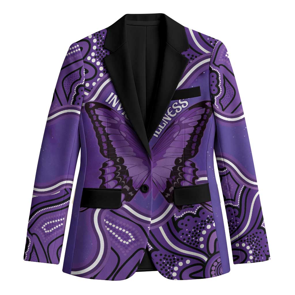 Australia Lupus Awareness Month Personalised Blazer Butterfly Purple Ribbon Invisible Illness Indigenous Art