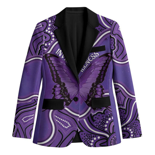 Australia Lupus Awareness Month Personalised Blazer Butterfly Purple Ribbon Invisible Illness Indigenous Art