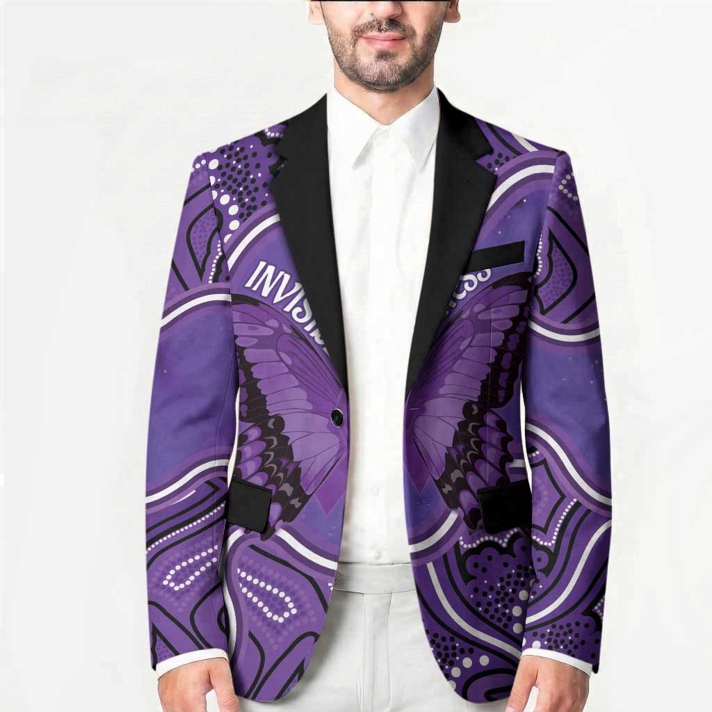 Australia Lupus Awareness Month Personalised Blazer Butterfly Purple Ribbon Invisible Illness Indigenous Art