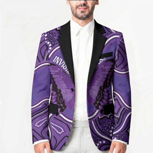 Australia Lupus Awareness Month Personalised Blazer Butterfly Purple Ribbon Invisible Illness Indigenous Art